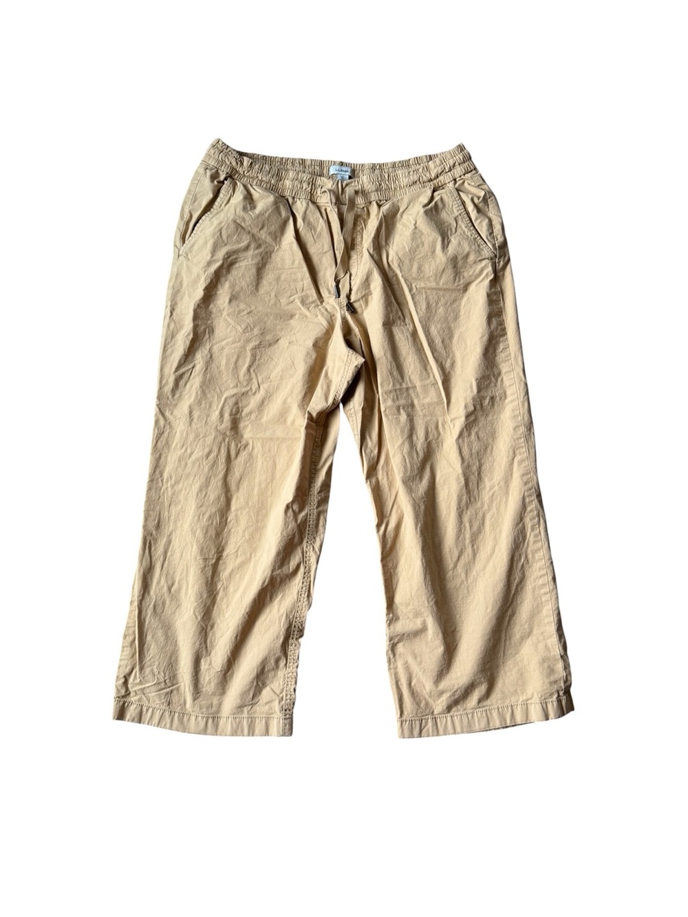 L.L. Bean Women XL Drawstring Chinos - Tan/Gold Crop Capri Pants